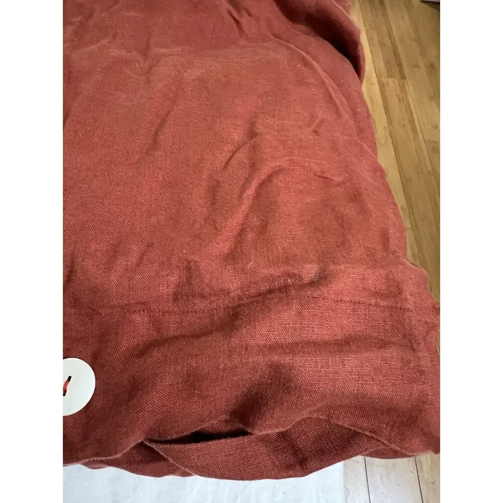 POTTERY BARN 100% FLAX LINEN DUVET COVER Twin Rust RED BERRY